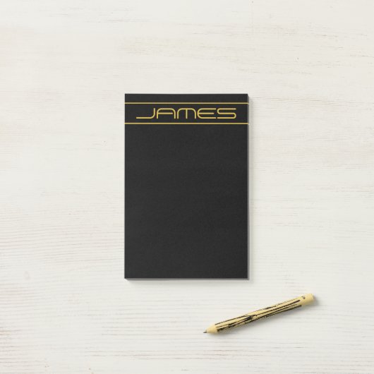 Moderne, stilvolle Editable Gold Text & Line Strei Post-it Klebezettel (Auf Schreibtisch)