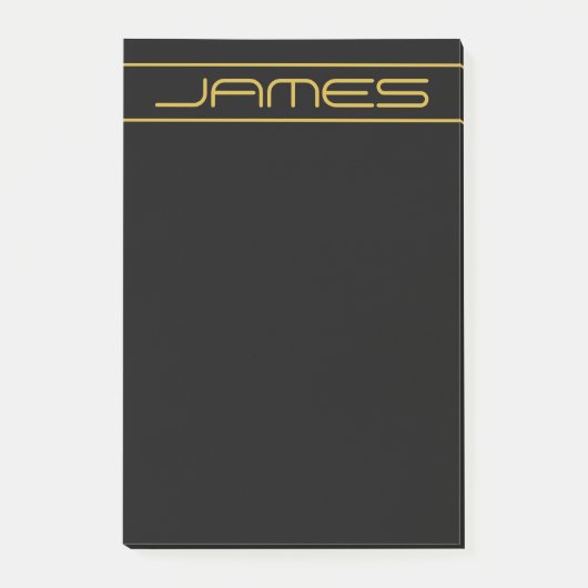 Moderne, stilvolle Editable Gold Text & Line Strei Post-it Klebezettel (Vorderseite)