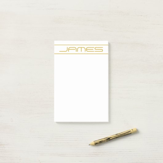 Moderne, stilvolle Editable Gold Text & Line Strei Post-it Klebezettel (Auf Schreibtisch)