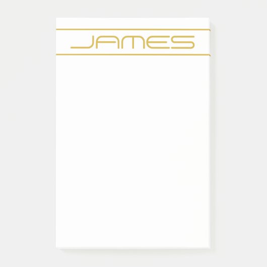 Moderne, stilvolle Editable Gold Text & Line Strei Post-it Klebezettel (Vorderseite)