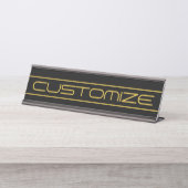 Moderne, stilvolle Editable Gold Text & Line Strei Schreibtischnamensplakette (Vorderseite )