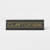 Moderne, stilvolle Editable Gold Text & Line Strei Schreibtischnamensplakette (Vorderseite )