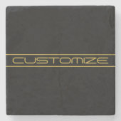 Moderne, stilvolle Editable Gold Text & Line Strei Steinuntersetzer (Vorderseite)