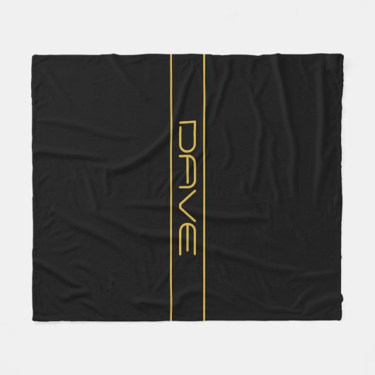 Moderne, stilvolle Editable Gold Text & Stripes Fleecedecke (Vorderseite (Horizontal))