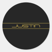 Moderne, stilvolle Editable Gold Text & Stripes Runder Aufkleber (Vorderseite)