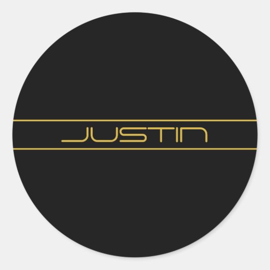 Moderne, stilvolle Editable Gold Text & Stripes Runder Aufkleber (Vorderseite)