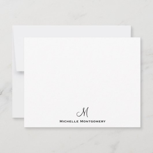 Moderne, stilvolle, einfache Script Monogram Note Einladung (Vorderseite)