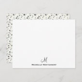 Moderne, stilvolle, einfache Script Monogram Note Einladung (Vorne/Hinten)