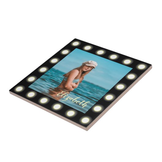 Moderne, stilvolle, einzigartige Schwarz-Quadrat-F Fliese (Seite)