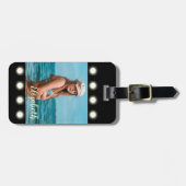 Moderne, stilvolle, einzigartige Schwarz-Quadrat-F Gepäckanhänger (Vorderseite horizontal)