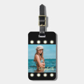 Moderne, stilvolle, einzigartige Schwarz-Quadrat-F Gepäckanhänger (Vorderseite vertikal)