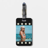 Moderne, stilvolle, einzigartige Schwarz-Quadrat-F Gepäckanhänger (Rückseite vertikal)