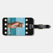 Moderne, stilvolle, einzigartige Schwarz-Quadrat-F Gepäckanhänger (Rückseite horizontal)