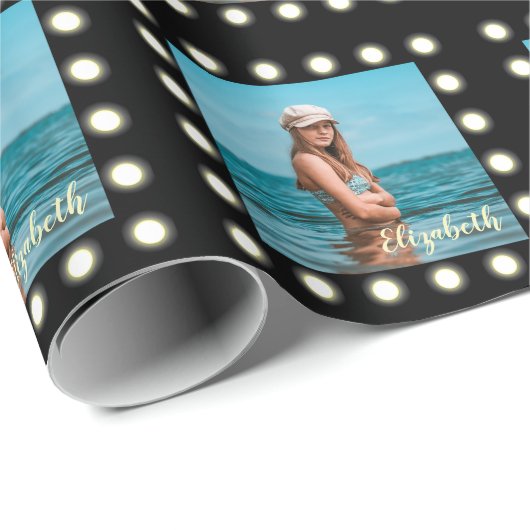 Moderne, stilvolle, einzigartige Schwarz-Quadrat-F Geschenkpapier (Rolleneckpunkt)