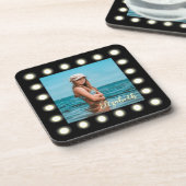 Moderne, stilvolle, einzigartige Schwarz-Quadrat-F Getränkeuntersetzer (Linke Seite)