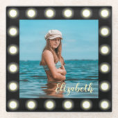 Moderne, stilvolle, einzigartige Schwarz-Quadrat-F Glasuntersetzer (Vorderseite)