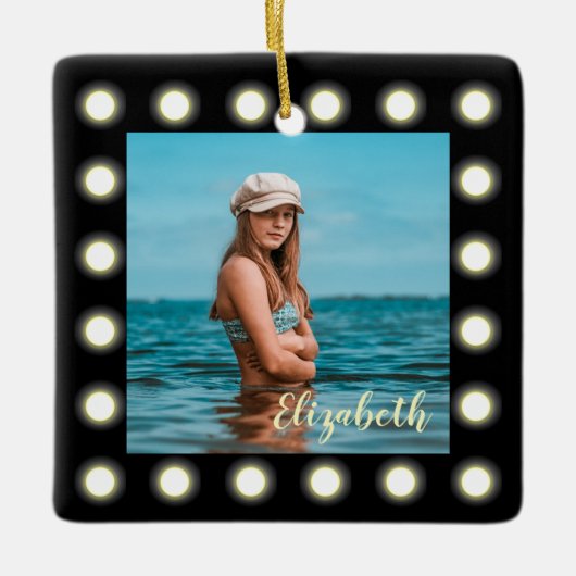 Moderne, stilvolle, einzigartige Schwarz-Quadrat-F Keramikornament (Vorderseite)