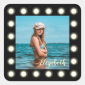 Moderne, stilvolle, einzigartige Schwarz-Quadrat-F Quadratischer Aufkleber (Vorderseite)