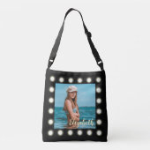 Moderne, stilvolle, einzigartige Schwarz-Quadrat-F Tragetaschen Mit Langen Trägern (Rückseite)