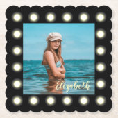 Moderne, stilvolle, einzigartige Schwarz-Quadrat-F Untersetzer (Vorderseite)