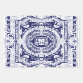 Moderne stilvolle Elegant Navy Blauer Barock Ornam Geschenkpapier Set (Vorderseite 3)