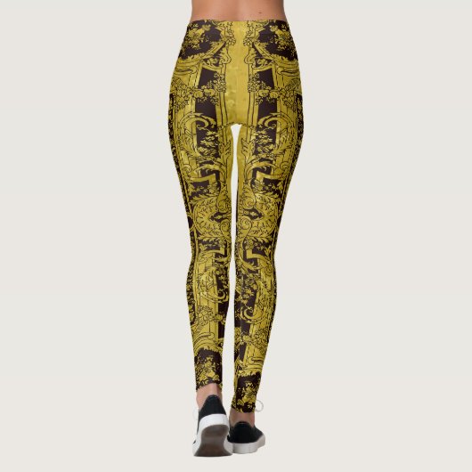 Moderne stilvolle Elegante Gold Barock Leggings (Rückseite)