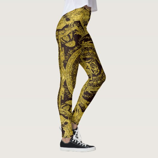 Moderne stilvolle Elegante Gold Barock Leggings (Rechts)