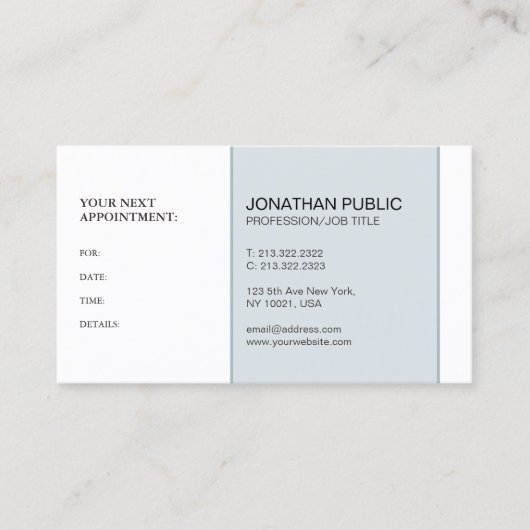 Moderne, stilvolle Erinnerung Beruflich Terminkarte (Vorderseite)