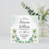 Moderne, stilvolle Eukalyptus Greenery Wedding Par Einladung (Stehend Vorderseite)