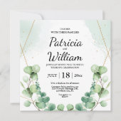 Moderne, stilvolle Eukalyptus Greenery Wedding Par Einladung (Vorderseite)