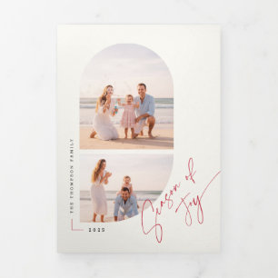 Moderne stilvolle Familienfoto-Arch-Weihnachten am Dreifach Gefaltete Urlaubskarte