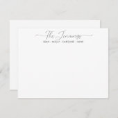 Moderne, stilvolle Familienname kombiniert schwarz Mitteilungskarte (Vorne/Hinten)