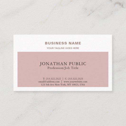 Moderne stilvolle Farben Beruflich Chic Schlicht Visitenkarte (Vorderseite)