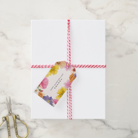 Moderne, stilvolle Floral Valentins Geschenkmarke Geschenkanhänger (Mit Garn)