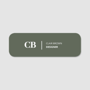 Moderne, stilvolle Forest Green Monogram Classic Namensschild