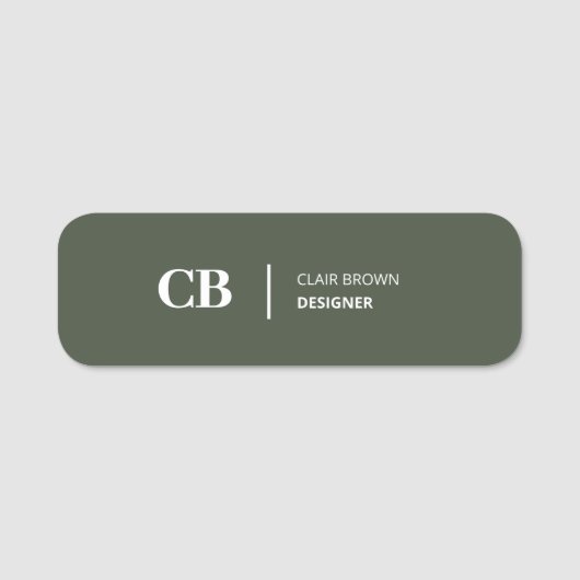 Moderne, stilvolle Forest Green Monogram Classic Namensschild (Vorderseite)