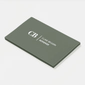 Moderne, stilvolle Forest Green Monogram Notes Post-it Klebezettel (angewinkelt)