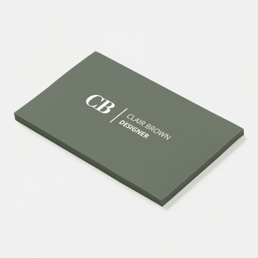 Moderne, stilvolle Forest Green Monogram Notes Post-it Klebezettel (angewinkelt)