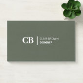 Moderne, stilvolle Forest Green Monogram Notes Post-it Klebezettel (Büro)