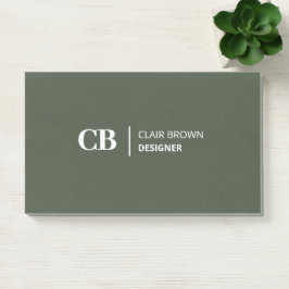 Moderne, stilvolle Forest Green Monogram Notes Post-it Klebezettel