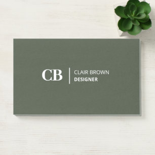 Moderne, stilvolle Forest Green Monogram Notes Post-it Klebezettel