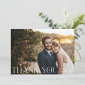 Moderne, stilvolle Foto Hochzeit Dankeskarte (Stehend Vorderseite)