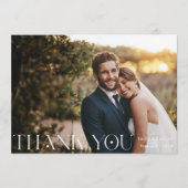 Moderne, stilvolle Foto Hochzeit Dankeskarte (Vorderseite)