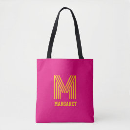 Moderne stilvolle fuchsia und gelbe monogramm Name Tasche