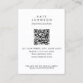 Moderne stilvolle Full Foto QR Code Social Media Visitenkarte (Rückseite)