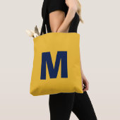 Moderne stilvolle gelbe und blaue Monogrammanfangs Tasche (Von Nahem)