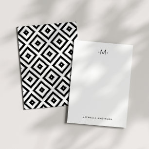 Moderne stilvolle geometrische Diamant-Monogramm Mitteilungskarte