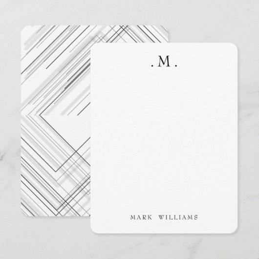 Moderne stilvolle geometrische Linien Monogramm Br Mitteilungskarte (Vorne/Hinten)