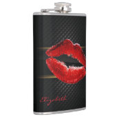 Moderne, stilvolle Glitzer Rote Lippen, schwarz-Pe Flachmann (Rechts)