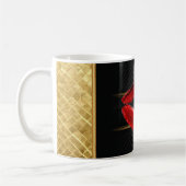 Moderne, stilvolle Glitzer Rote Lippen, schwarz-Pe Kaffeetasse (Links)